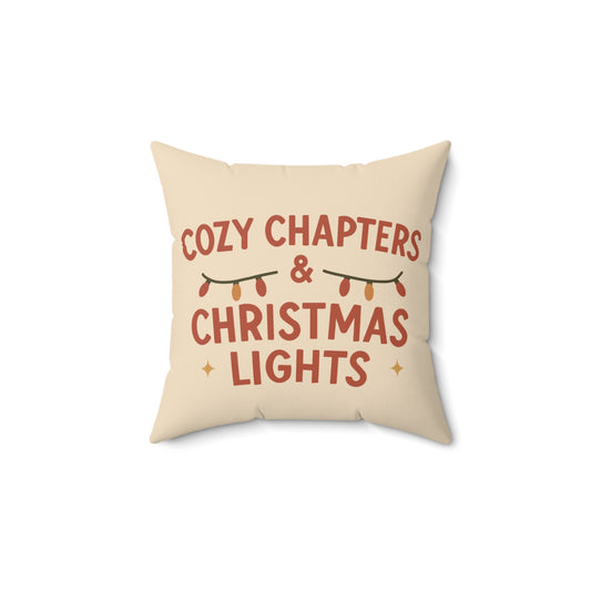 Cozy Chapters & Christmas Lights" Decorative Pillow – Cozy Reading Nook Decor